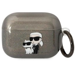 Etui Karl Lagerfeld Glitter Karl&Choupette na AirPods Pro - czarne