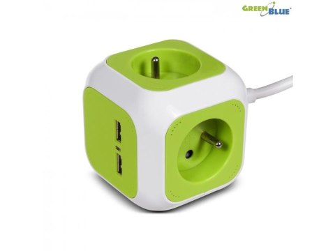 Greenblue Listwa zasilająca przedłużacz GreenBlue GB118 MagicCube poczwórne gniazdo prądowe, 2 wejścia USB 1,4m