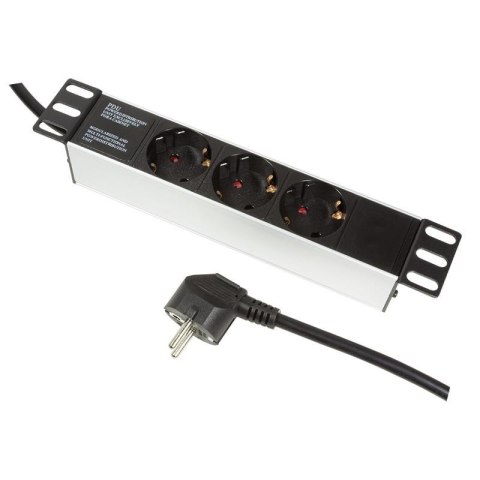 LogiLink Listwa zasilająca LogiLink do szaf PDU3B01 10" 16A PDU 3x Schuko 1,8m czarna