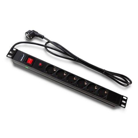 Qoltec Listwa zasilająca Qoltec do RACK 19" 1U PDU CB 6xSCHUKO 2m