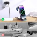 Joyroom 3w1 ładowarka indukcyjna do sprzętu marki Apple - iPhone, Apple Watch, Airpods (do 15W) podstawka stojak czarna (JR-WQN0