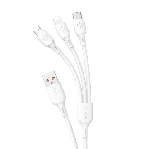 Kabel Dudao L8A-3in1 USB-A - USB-C / micro USB / Lightning 480Mb/s 1.2m - biały