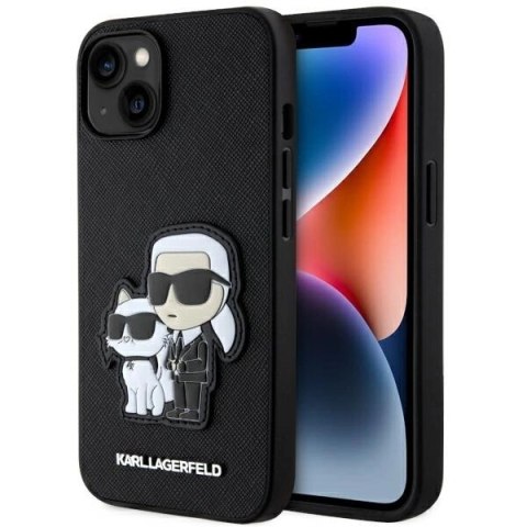 Etui Karl Lagerfeld Saffiano Karl&Choupette na iPhone 14 Plus - czarne