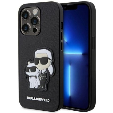 Etui Karl Lagerfeld Saffiano Karl&Choupette na iPhone 14 Pro - czarne