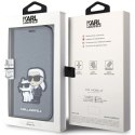 Etui Karl Lagerfeld Saffiano Karl&Choupette na iPhone 14 - srebrne