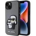 Etui Karl Lagerfeld Saffiano Karl&Choupette na iPhone 14 - srebrne