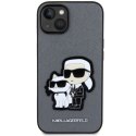 Etui Karl Lagerfeld Saffiano Karl&Choupette na iPhone 14 - srebrne