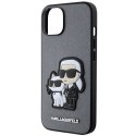 Etui Karl Lagerfeld Saffiano Karl&Choupette na iPhone 14 - srebrne