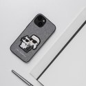 Etui Karl Lagerfeld Saffiano Karl&Choupette na iPhone 14 - srebrne