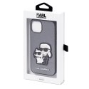 Etui Karl Lagerfeld Saffiano Karl&Choupette na iPhone 14 - srebrne