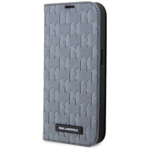 Etui Karl Lagerfeld Saffiano Monogram na iPhone 14 Pro - srebrne