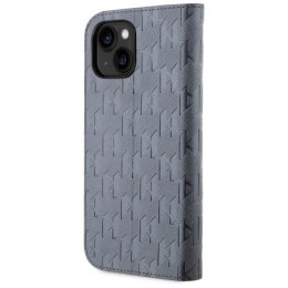 Etui Karl Lagerfeld Saffiano Monogram na iPhone 14 - srebrne