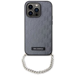 Etui Karl Lagerfeld Saffiano Monogram Chain na iPhone 14 Pro Max - srebrne