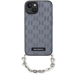 Etui Karl Lagerfeld Saffiano Monogram Chain na iPhone 14 - srebrne