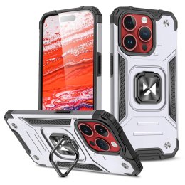 Pancerne etui z uchwytem na palec do iPhone 15 Pro Wozinsky Ring Armor - srebrne