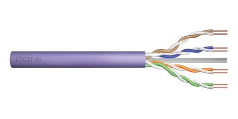 Digitus Kabel teleinformatyczny instalacyjny DIGITUS kat.6, U/UTP, Dca, drut, AWG 23/1, LSOH, 500m, fioletowy, szpula