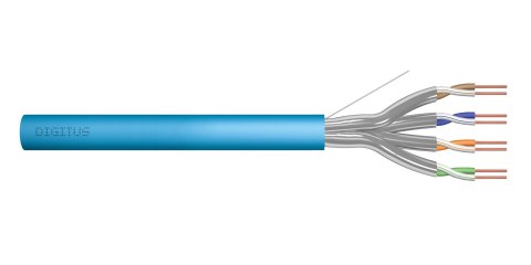 Digitus Kabel teleinformatyczny instalacyjny DIGITUS kat.6A, U/FTP, Dca, drut, AWG 23/1, LSOH, 500m, niebieski, szpula