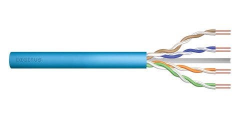 Digitus Kabel teleinformatyczny instalacyjny DIGITUS kat.6A, U/UTP, B2ca, drut, AWG 23/1, LSOH, 500m, niebieski, szpula