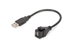 Digitus Moduł Keystone DIGITUS USB 2.0 z kablem 16cm łącznik do gniazd i pustych paneli żeński/męski czarny