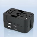 Adapter podróżny Wozinsky WUTWC uniwersalny 24W UE / US / AUS / UK / 2x USB-A - czarny