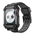 Zestaw etui Supcase Unicorn Beetle Pro i szkło hartowane na Apple Watch 4/5/6/7/8/9/SE (44 / 45 mm) - czarne