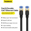 Baseus szybki kabel internetowy RJ45 cat.7 10Gbps 15m pleciony czarny