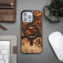 Etui Bewood Unique MagSafe Orange z drewna i żywicy na iPhone 15 Pro Max - pomarańczowo-czarne