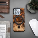 Etui Bewood Unique MagSafe Orange z drewna i żywicy na iPhone 15 Pro - pomarańczowo-czarne