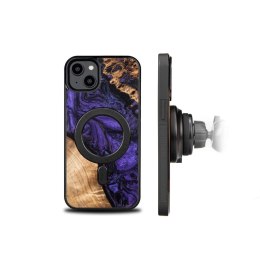 Etui Bewood Unique MagSafe Violet z drewna i żywicy na iPhone 15 Plus - fioletowo-czarne