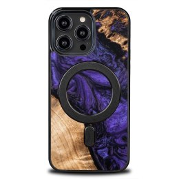 Etui Bewood Unique MagSafe Violet z drewna i żywicy na iPhone 15 Pro Max - fioletowo-czarne