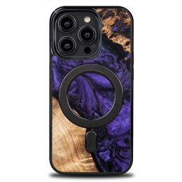 Etui Bewood Unique MagSafe Violet z drewna i żywicy na iPhone 15 Pro - fioletowo-czarne