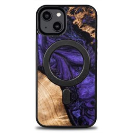 Etui Bewood Unique MagSafe Violet z drewna i żywicy na iPhone 15 - fioletowo-czarne