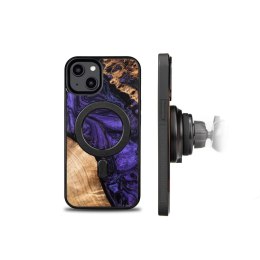 Etui Bewood Unique MagSafe Violet z drewna i żywicy na iPhone 15 - fioletowo-czarne