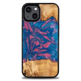 Etui Bewood Unique Vegas z drewna i żywicy na iPhone 15 Plus - różowo-niebieskie