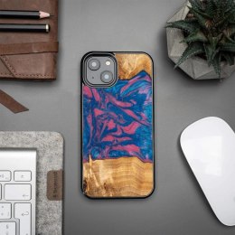 Etui Bewood Unique Vegas z drewna i żywicy na iPhone 15 Plus - różowo-niebieskie