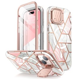 Etui Supcase Cosmo Mag z MagSafe na iPhone 15 - różowy marmur