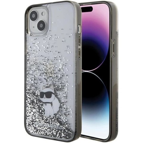 Etui Karl Lagerfeld Liquid Glitter Choupette do iPhone 15 Plus - przezroczyste