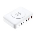 Ładowarka biurkowa 3mk Hyper Charger PowerMax 100W bezprzewodowa 4x USB-C 2x USB-A - biała