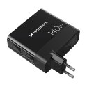 Ładowarka sieciowa GaN Wozinsky CGWCB 140W 3 x USB-C / 2 x USB-A - czarna