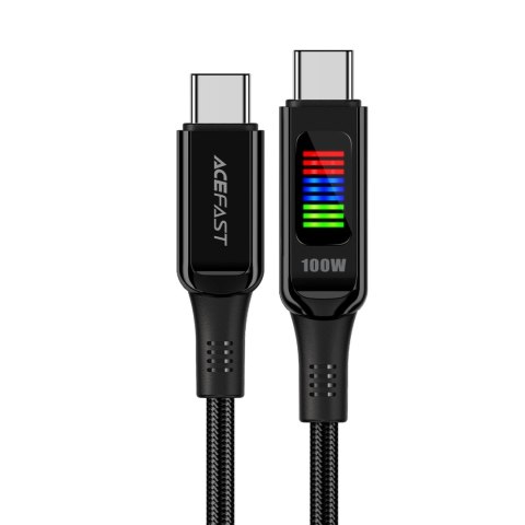 Kabel Acefast C7-03 USB-C USB-C 100W 1.2m z wyświetlaczem - czarny