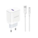 Ładowarka Dudao A20EU sieciowa USB-A 18W - biała + kabel USB-A - micro USB