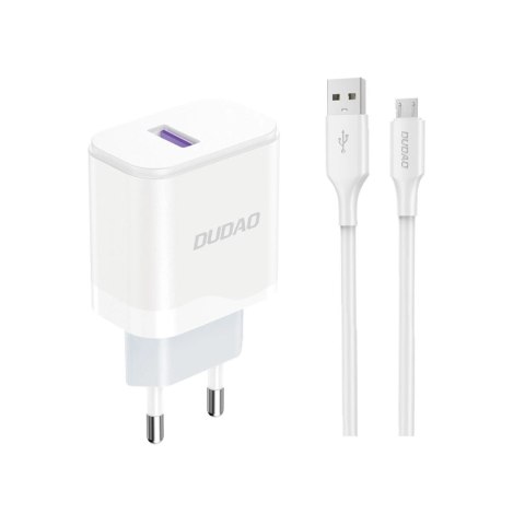 Ładowarka Dudao A20EU sieciowa USB-A 18W - biała + kabel USB-A - micro USB