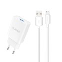 Ładowarka sieciowa Dudao A4EU USB-A 2.1A - biała + kabel USB-A - micro USB