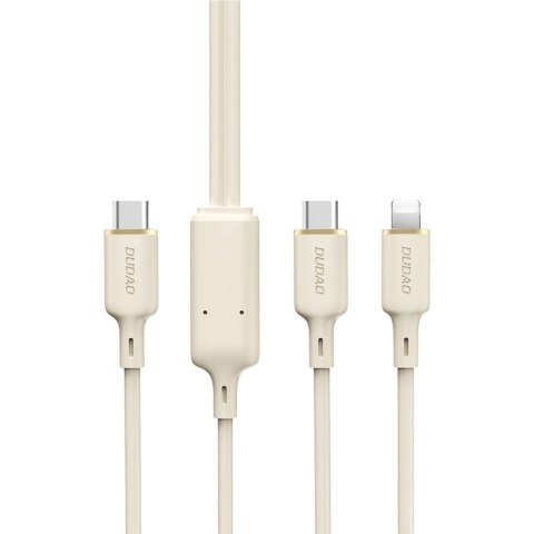 Kabel 2w1 Dudao L7SF USB-C - USB-C / Lightning 100W 1.2m - beżowy