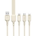 Kabel 3w1 Dudao L7SE USB-A - USB-C / Lightning / micro USB 66W 1.2m - beżowy