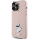 Etui Karl Lagerfeld Silicone Choupette Metal Pin na iPhone 15 Pro Max - różowe