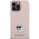 Etui Karl Lagerfeld Silicone Choupette Metal Pin na iPhone 15 Pro Max - różowe