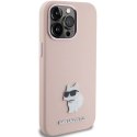 Etui Karl Lagerfeld Silicone Choupette Metal Pin na iPhone 15 Pro Max - różowe