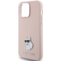 Etui Karl Lagerfeld Silicone Choupette Metal Pin na iPhone 15 Pro Max - różowe