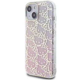 Etui Hello Kitty IML Gradient Electrop Crowded Kitty Head na iPhone 15 - różowe